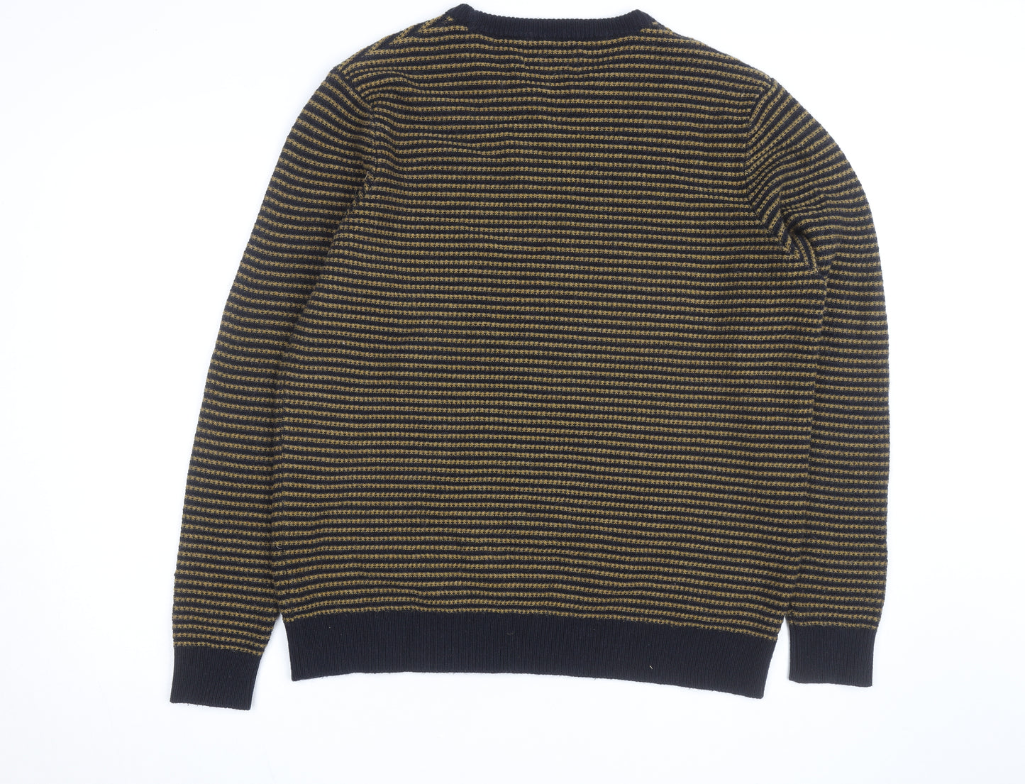 F&F Men’s Blue Striped Wool Blend Crew Neck Jumper Size M