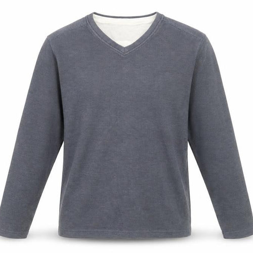 F&F Mens Grey V-Neck Long Sleeve Cotton Jumper Size M