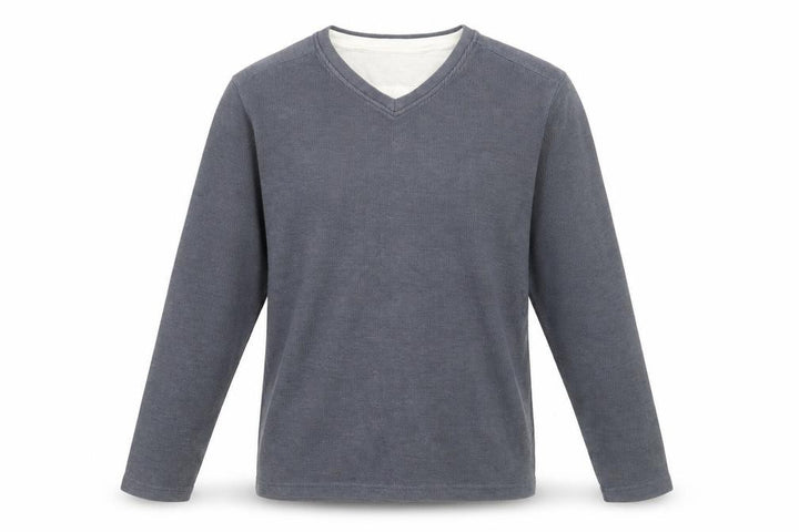 F&F Mens Grey V-Neck Long Sleeve Cotton Jumper Size M