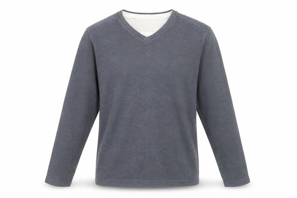 F&F Mens Grey V-Neck Long Sleeve Cotton Jumper Size M