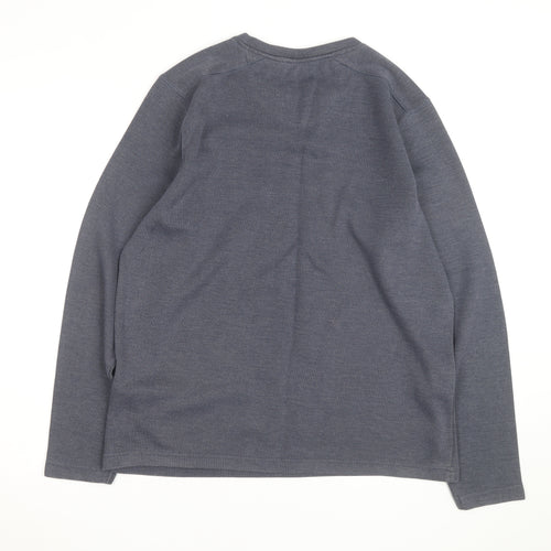 F&F Mens Grey V-Neck Long Sleeve Cotton Jumper Size M