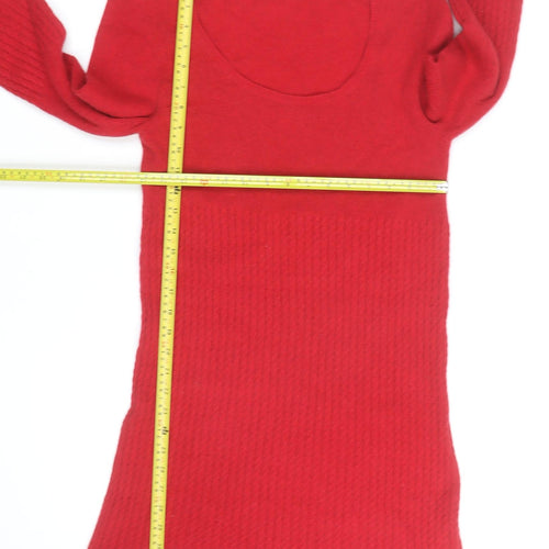 Marks and Spencer Women’s Red Wool Blend Long Sleeve Jumper Dress Size 10