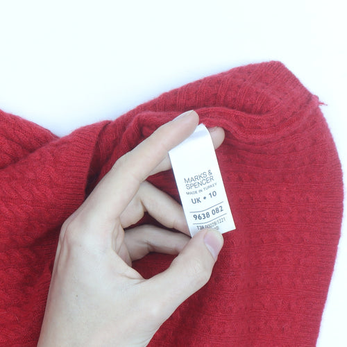 Marks and Spencer Women’s Red Wool Blend Long Sleeve Jumper Dress Size 10