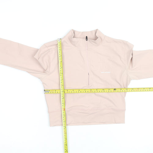NKD Apparel Women’s Beige Cropped 1/4 Zip Long Sleeve Active Top M