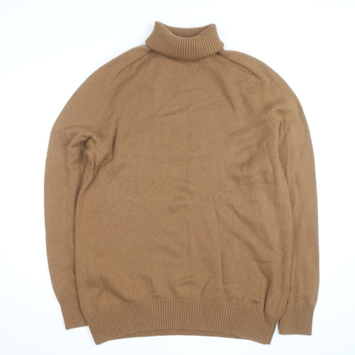 Jaeger Men’s Brown Roll Neck Wool Cashmere Jumper 2XL
