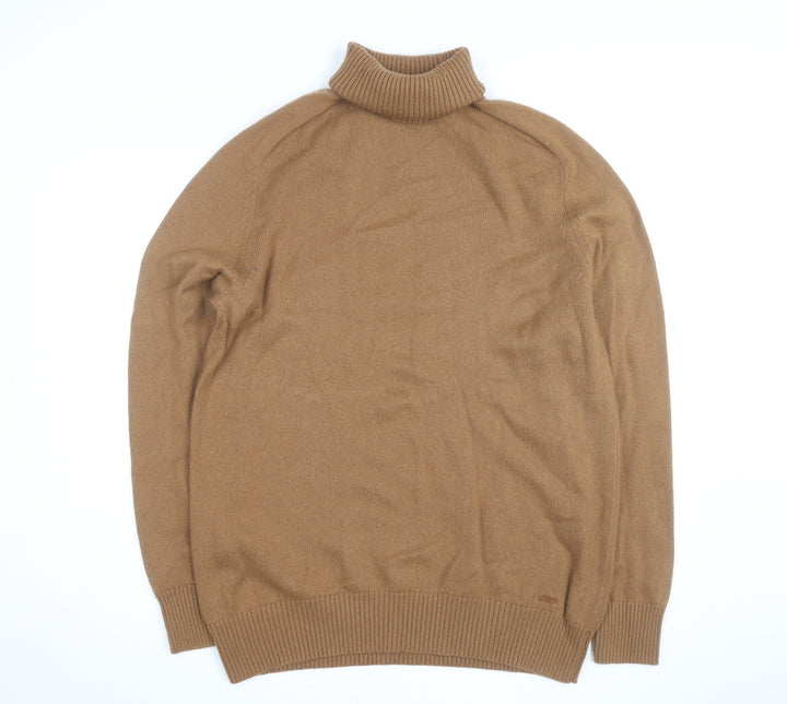 Jaeger Men’s Brown Roll Neck Wool Cashmere Jumper 2XL