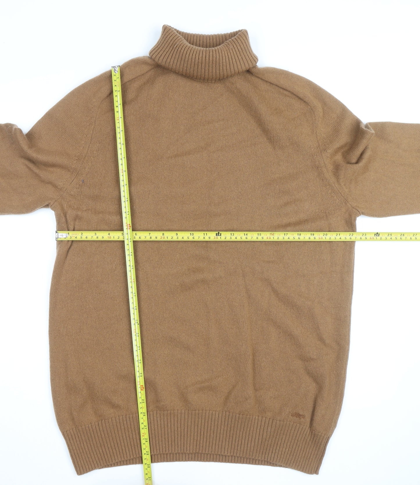 Jaeger Men’s Brown Roll Neck Wool Cashmere Jumper 2XL