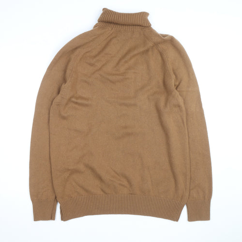 Jaeger Men’s Brown Roll Neck Wool Cashmere Jumper 2XL