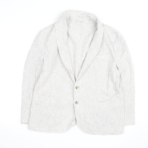 Marks and Spencer Men's Beige Striped Linen Cotton Blazer M