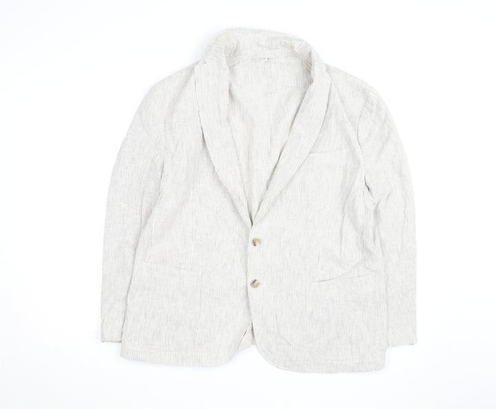 Marks and Spencer Men's Beige Striped Linen Cotton Blazer M