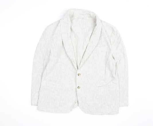 Marks and Spencer Men's Beige Striped Linen Cotton Blazer M