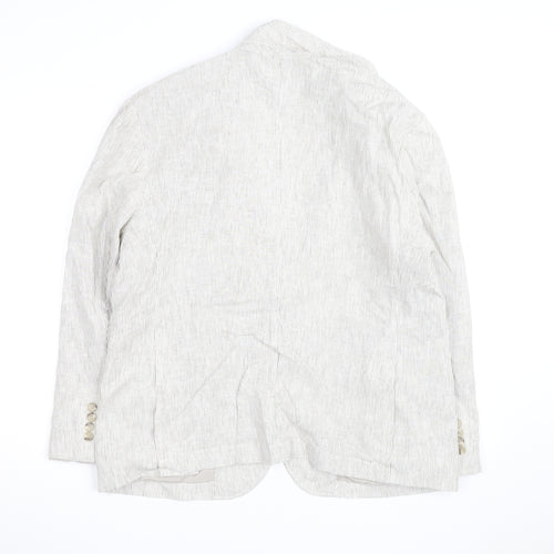 Marks and Spencer Men's Beige Striped Linen Cotton Blazer M