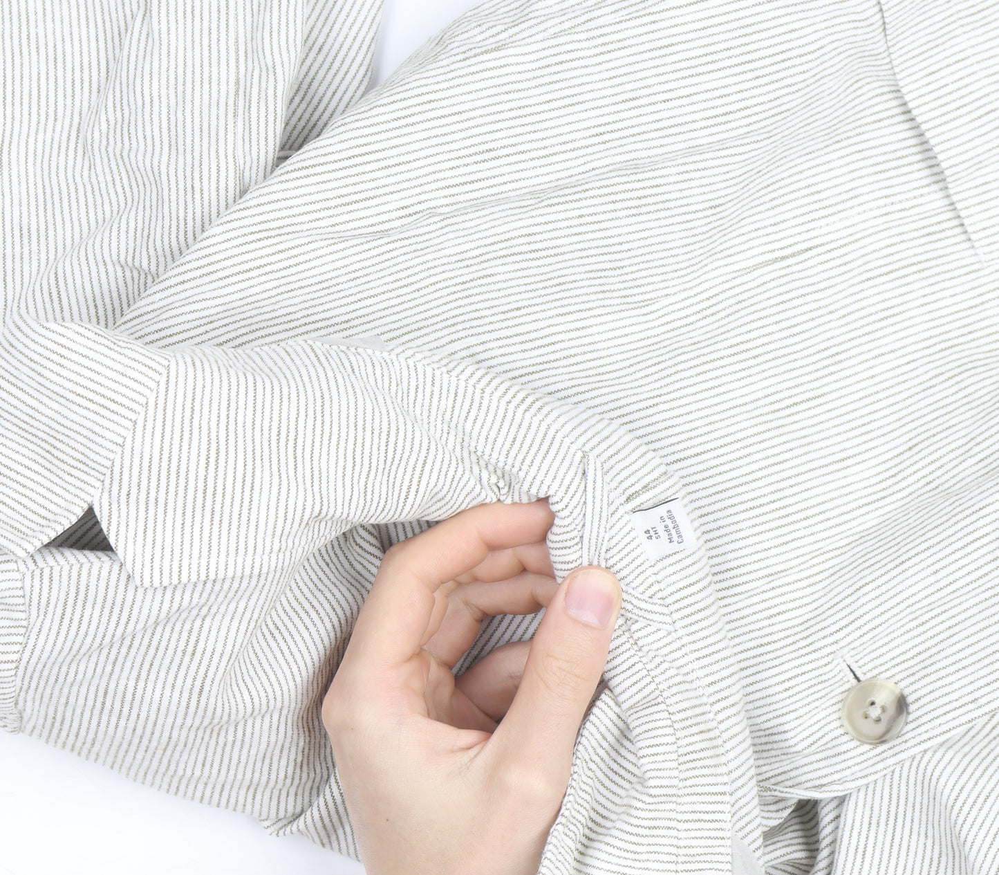 Marks and Spencer Men's Beige Striped Linen Cotton Blazer M