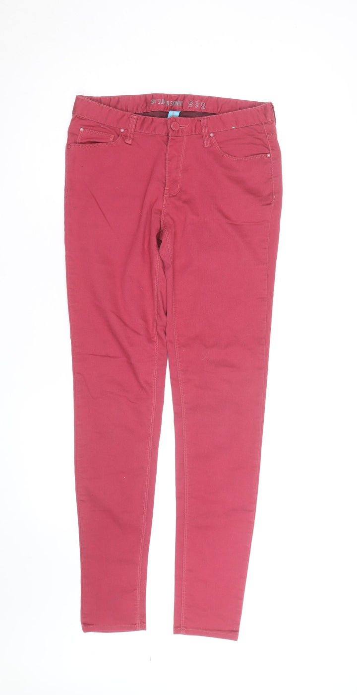 Denim Co. Women Red Super Skinny Jegging Cotton Blend Size 10