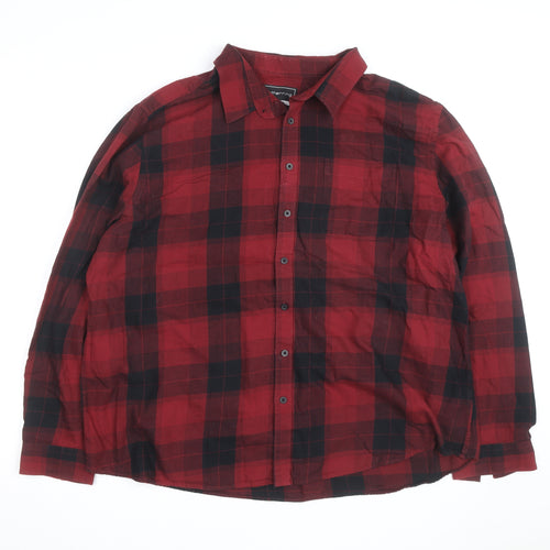 Red Herring Men's Red Black Plaid Flannel Button-Up Shirt 2XL