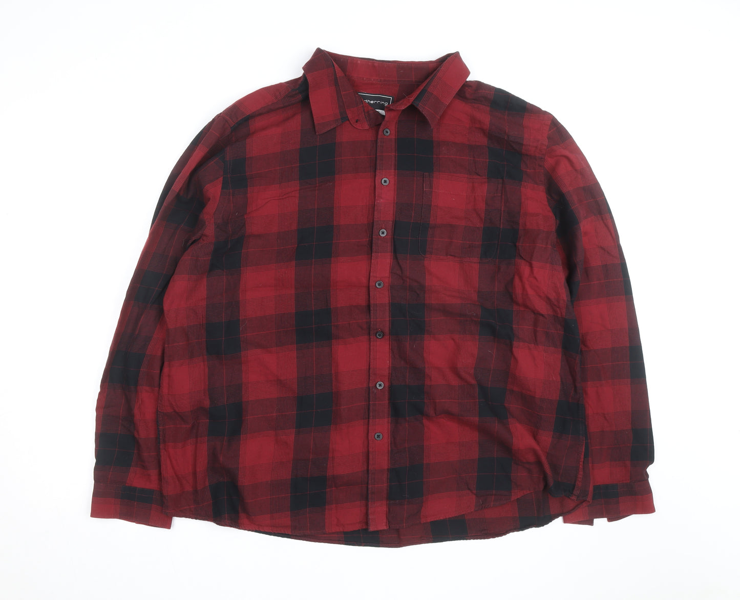 Red Herring Men's Red Black Plaid Flannel Button-Up Shirt 2XL