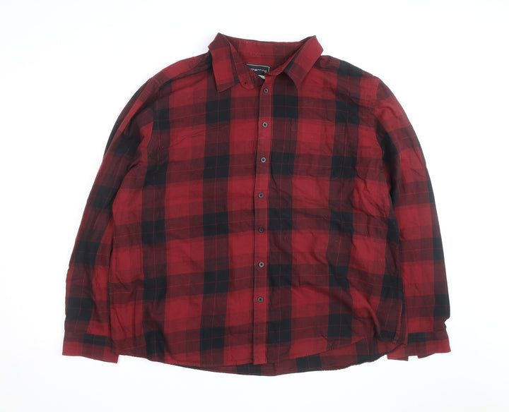 Red Herring Men's Red Black Plaid Flannel Button-Up Shirt 2XL