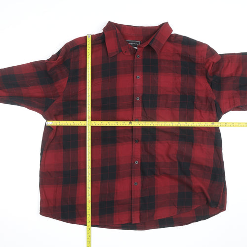Red Herring Men's Red Black Plaid Flannel Button-Up Shirt 2XL