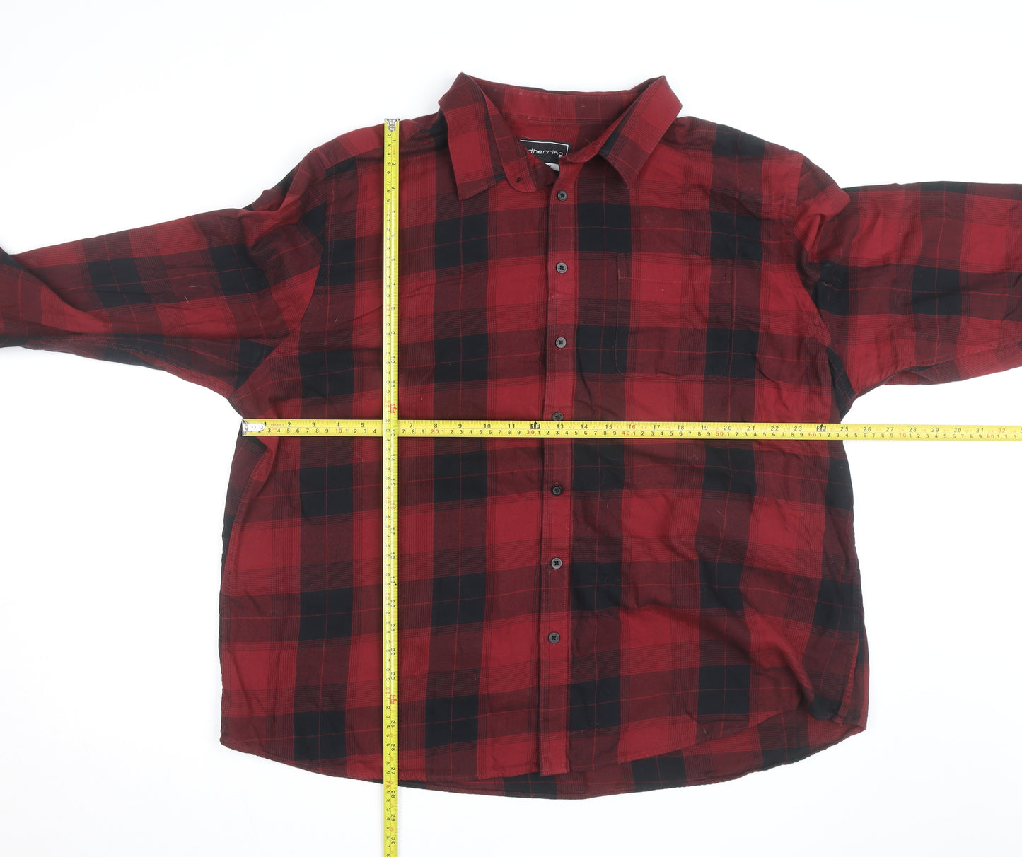 Red Herring Men's Red Black Plaid Flannel Button-Up Shirt 2XL
