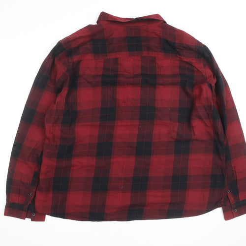 Red Herring Men's Red Black Plaid Flannel Button-Up Shirt 2XL
