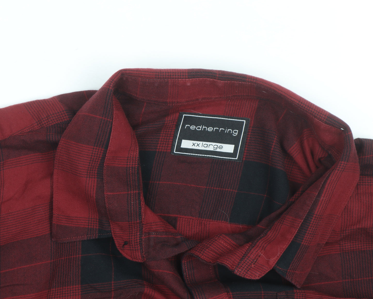 Red Herring Men's Red Black Plaid Flannel Button-Up Shirt 2XL