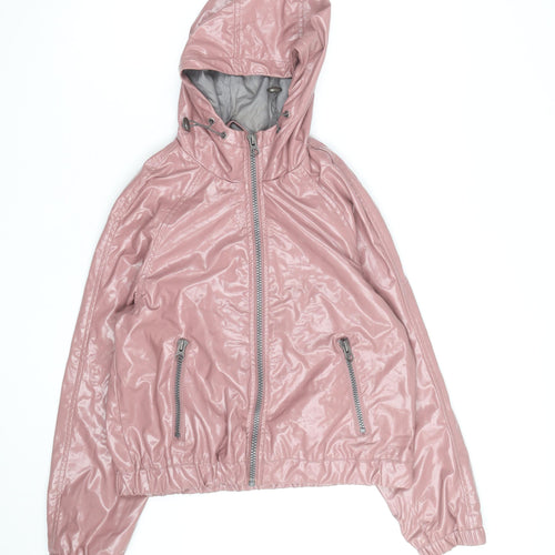 Missguided Women’s Pink Hooded Windbreaker Jacket Size 4