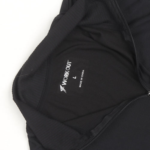 Workout Men's Black Large 1/4 Zip Athletic Track Jacket
