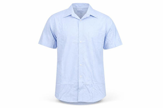 Front view of Principles for Men Light Blue Short Sleeve Classic Fit Shirt 15.5in