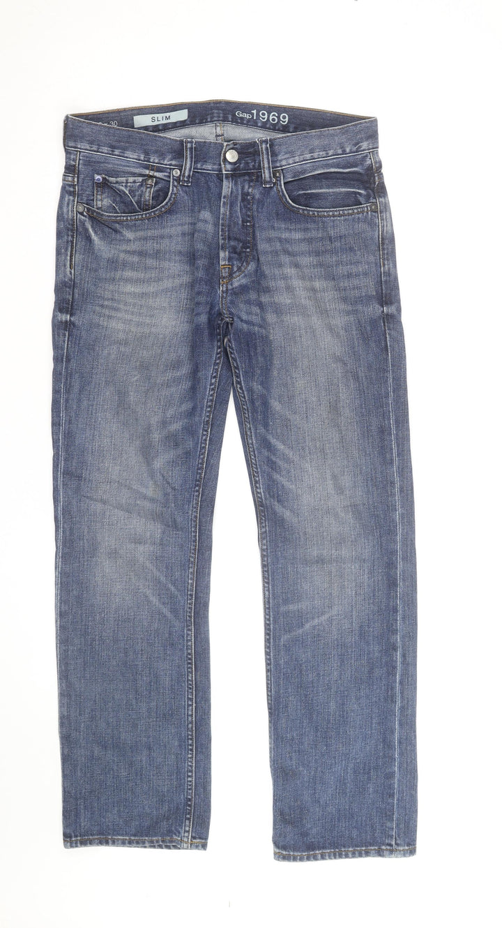 Gap 1969 Men's Blue Slim Fit Straight Denim Jeans 30x30