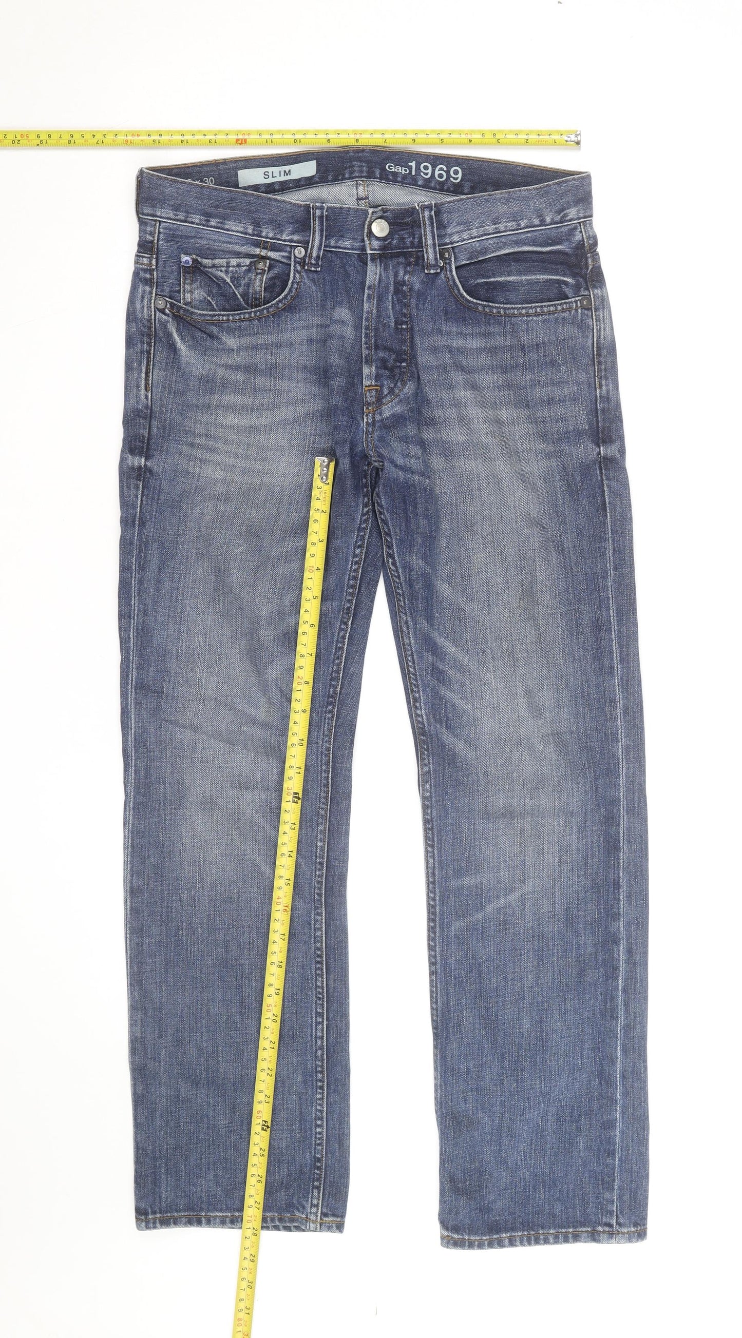 Gap 1969 Men's Blue Slim Fit Straight Denim Jeans 30x30