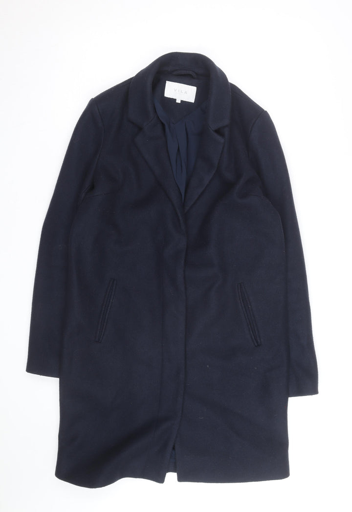 Vila Unisex Adults Blue Mid-Length Wool Blend Overcoat M