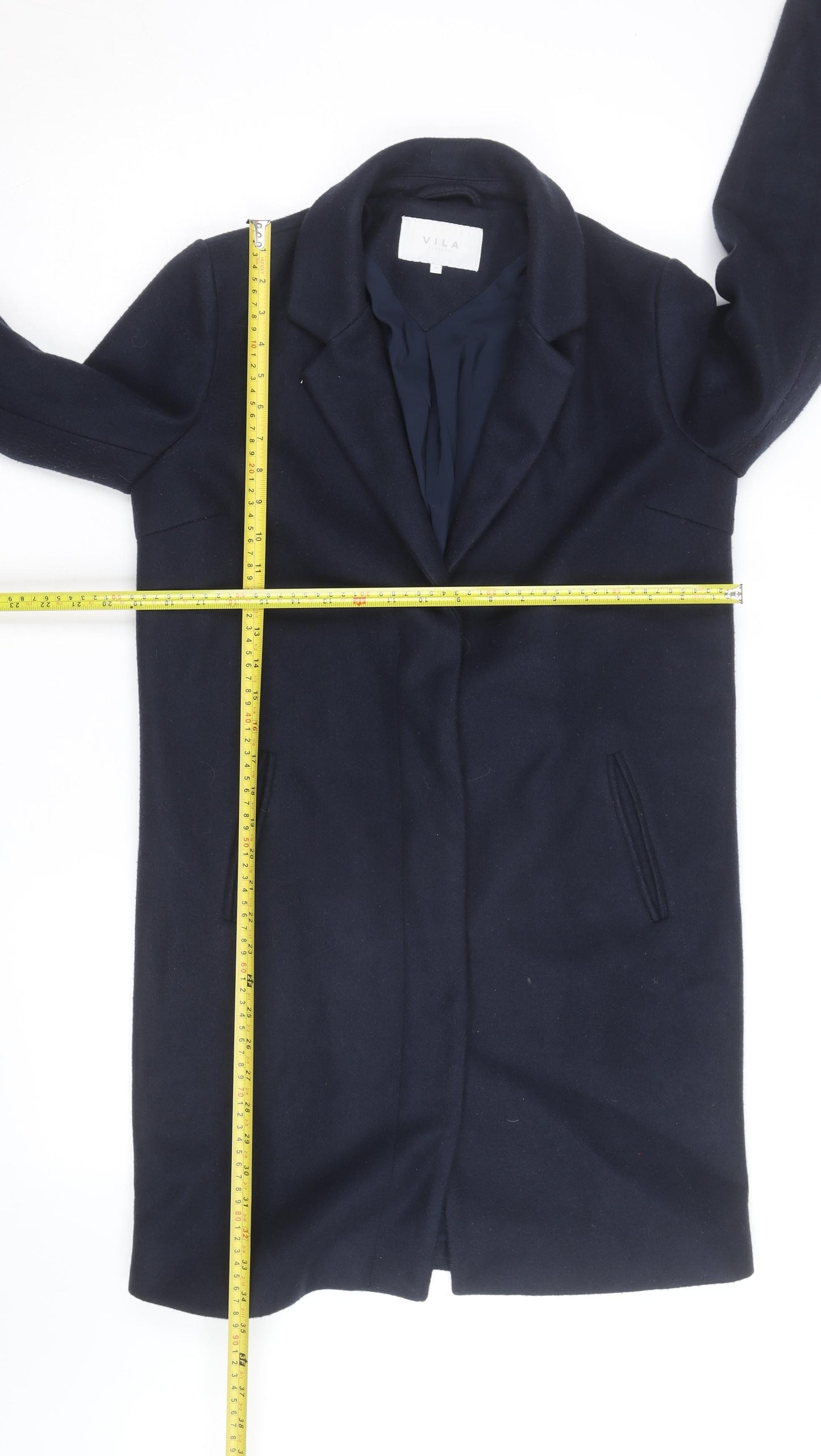Vila Unisex Adults Blue Mid-Length Wool Blend Overcoat M