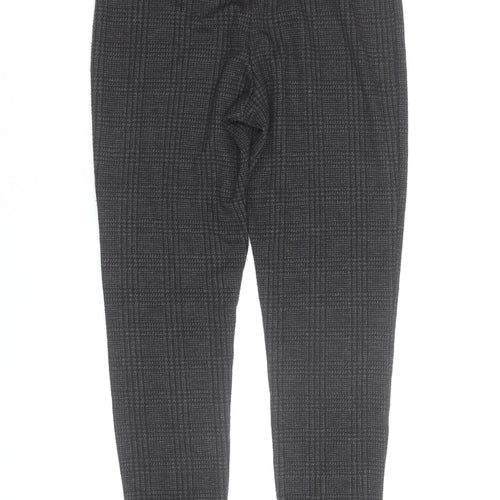 Marks and Spencer Women's Grey Check Slim Fit Stretch Trousers Size 10