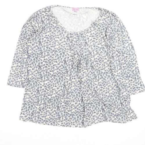 Epilogue Womens Blue Animal Print 3/4 Sleeve Tunic Blouse Size 18