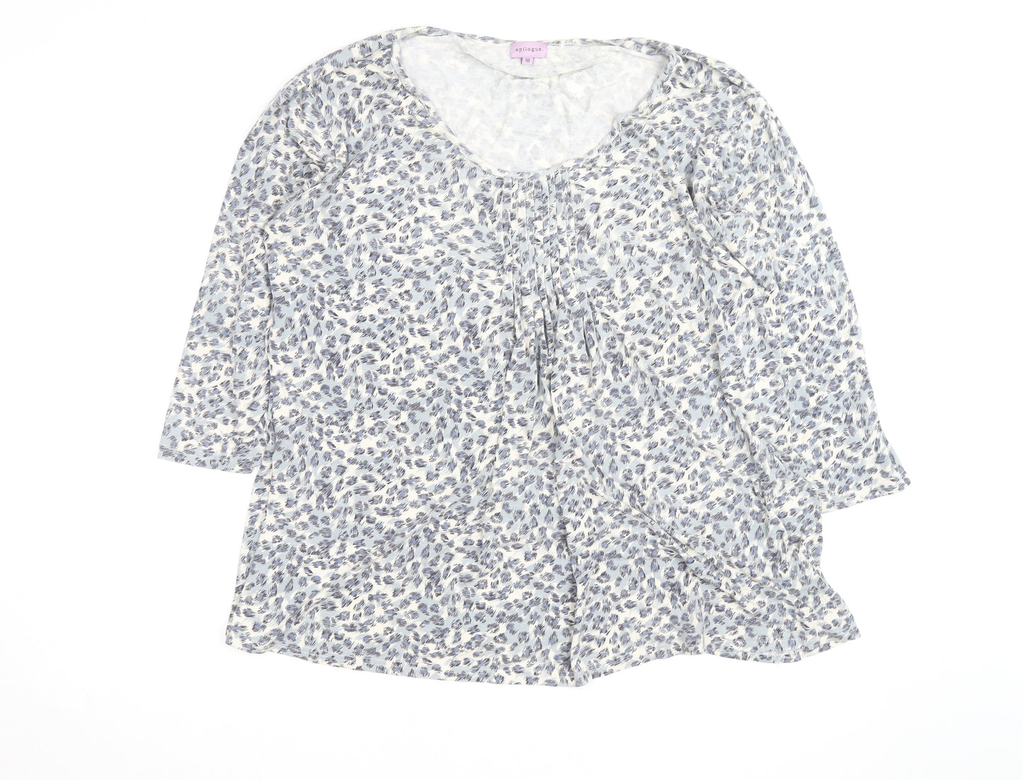 Epilogue Womens Blue Animal Print 3/4 Sleeve Tunic Blouse Size 18