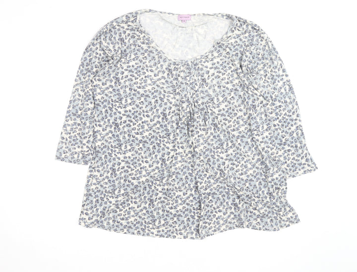 Epilogue Womens Blue Animal Print 3/4 Sleeve Tunic Blouse Size 18