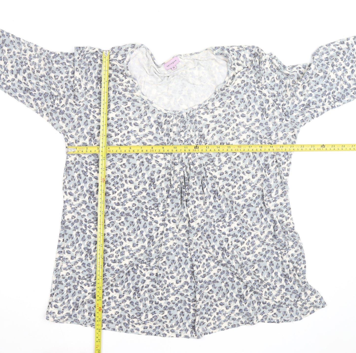 Epilogue Womens Blue Animal Print 3/4 Sleeve Tunic Blouse Size 18