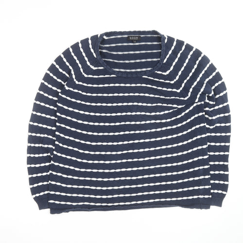 Soon Women's Blue White Striped Cotton Jumper Size 16