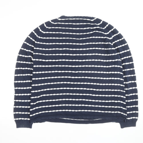 Soon Women's Blue White Striped Cotton Jumper Size 16