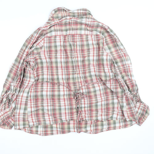 Evans Womens Plus Size 22 Multicoloured Checked Tunic Blouse V-Neck Cotton