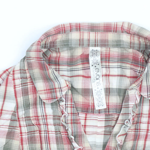 Evans Womens Plus Size 22 Multicoloured Checked Tunic Blouse V-Neck Cotton