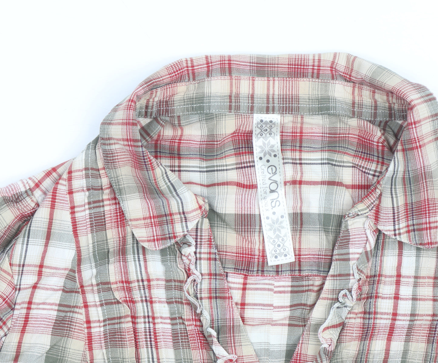 Evans Womens Plus Size 22 Multicoloured Checked Tunic Blouse V-Neck Cotton