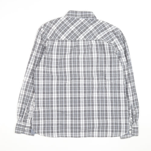 Lee Cooper Men's Grey Plaid Cotton Button-Up Shirt L