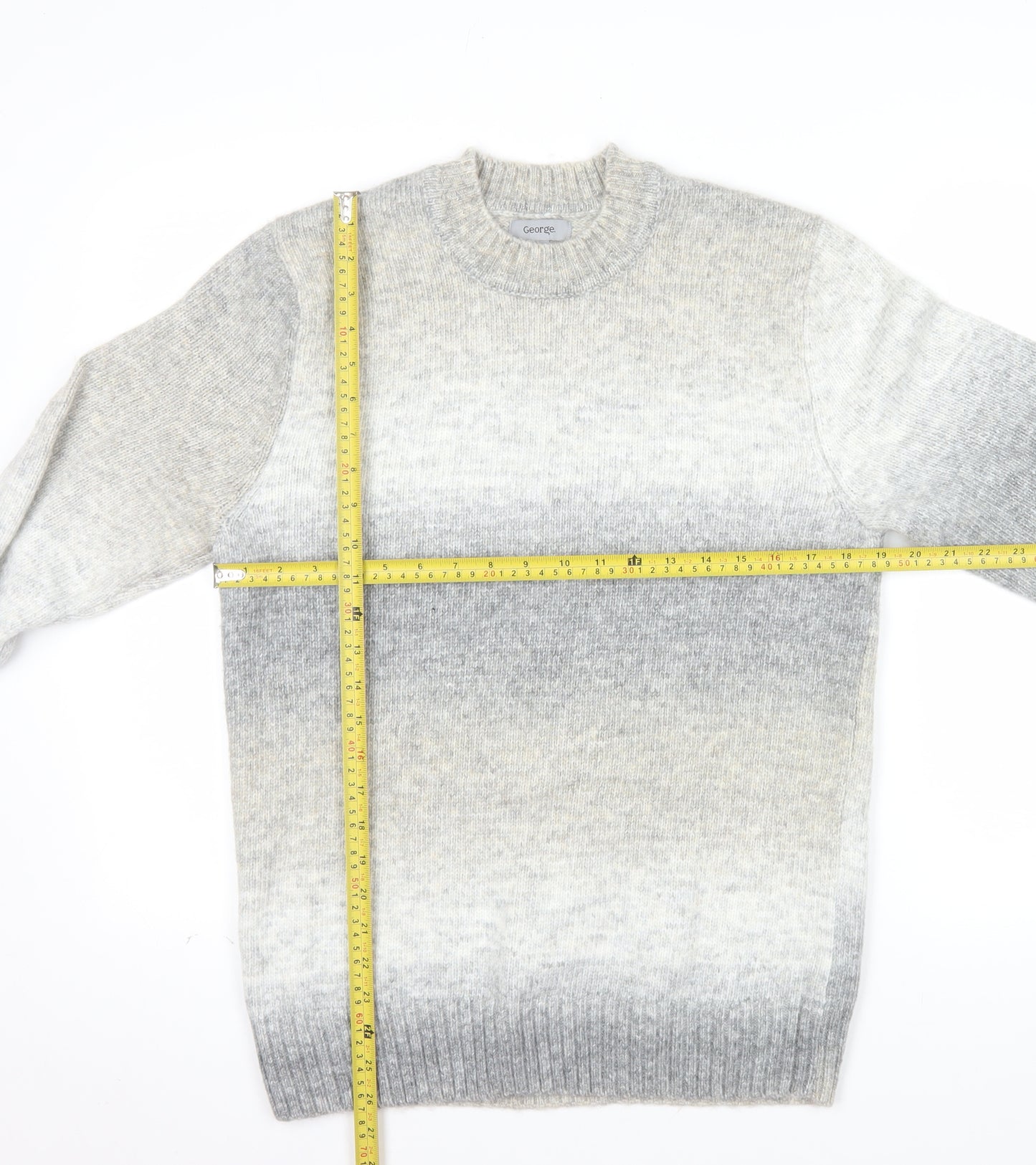 George Men's Grey Ombre Knit Crew Neck Jumper M