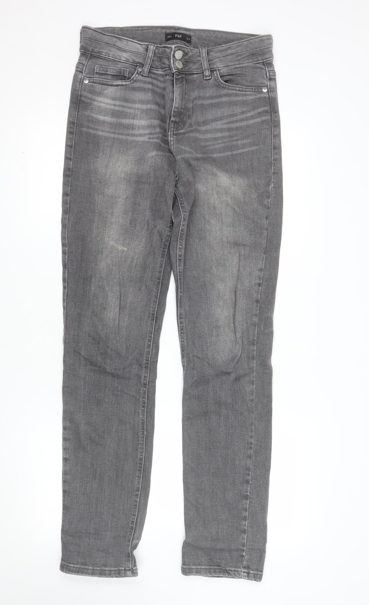 F&F Women’s Grey Skinny Stretch Jeans UK 10 Slim Fit Denim