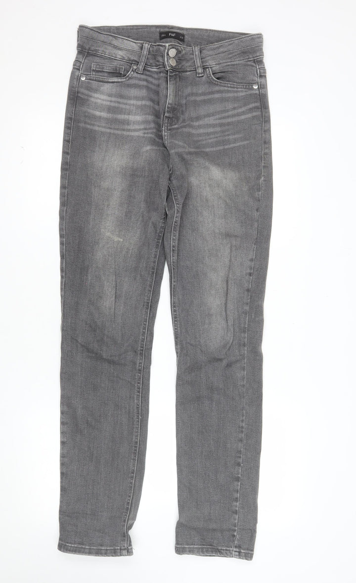 F&F Women’s Grey Skinny Stretch Jeans UK 10 Slim Fit Denim