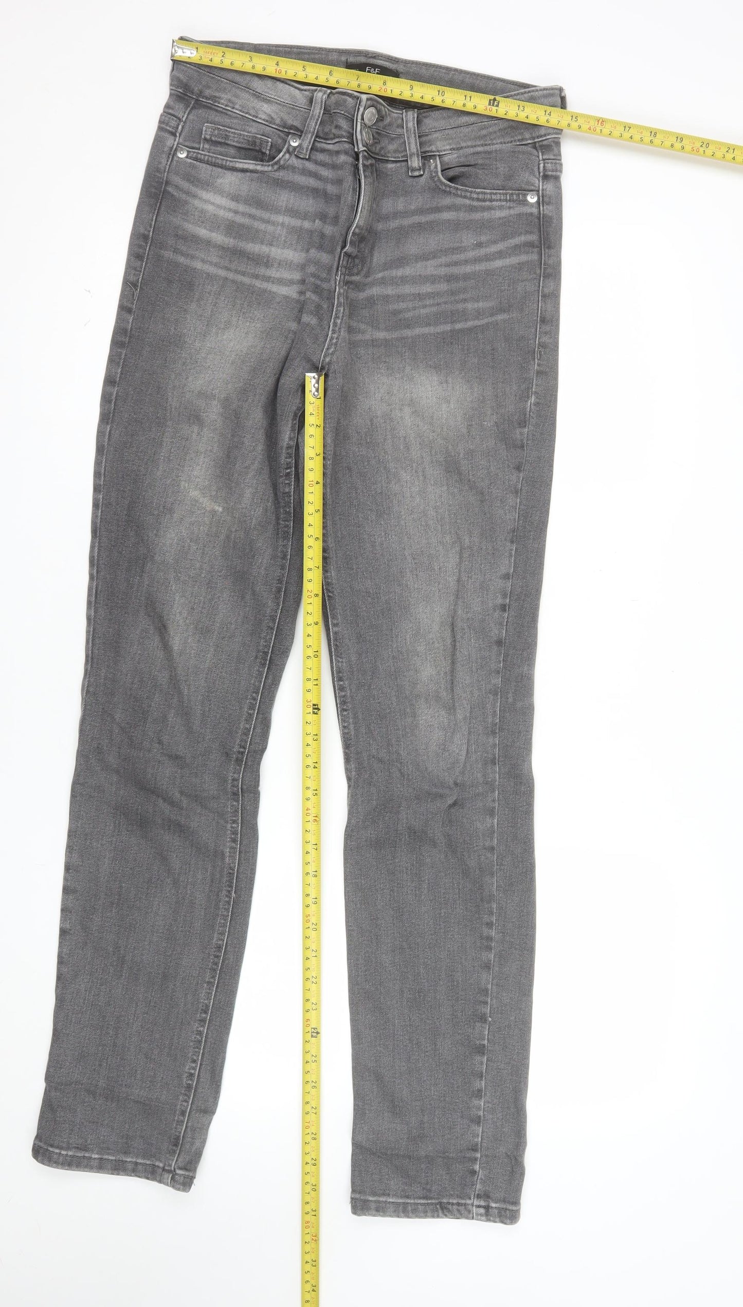 F&F Women’s Grey Skinny Stretch Jeans UK 10 Slim Fit Denim