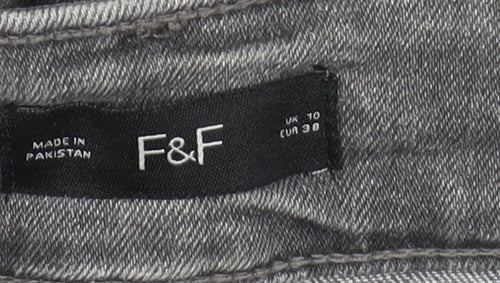 F&F Women’s Grey Skinny Stretch Jeans UK 10 Slim Fit Denim