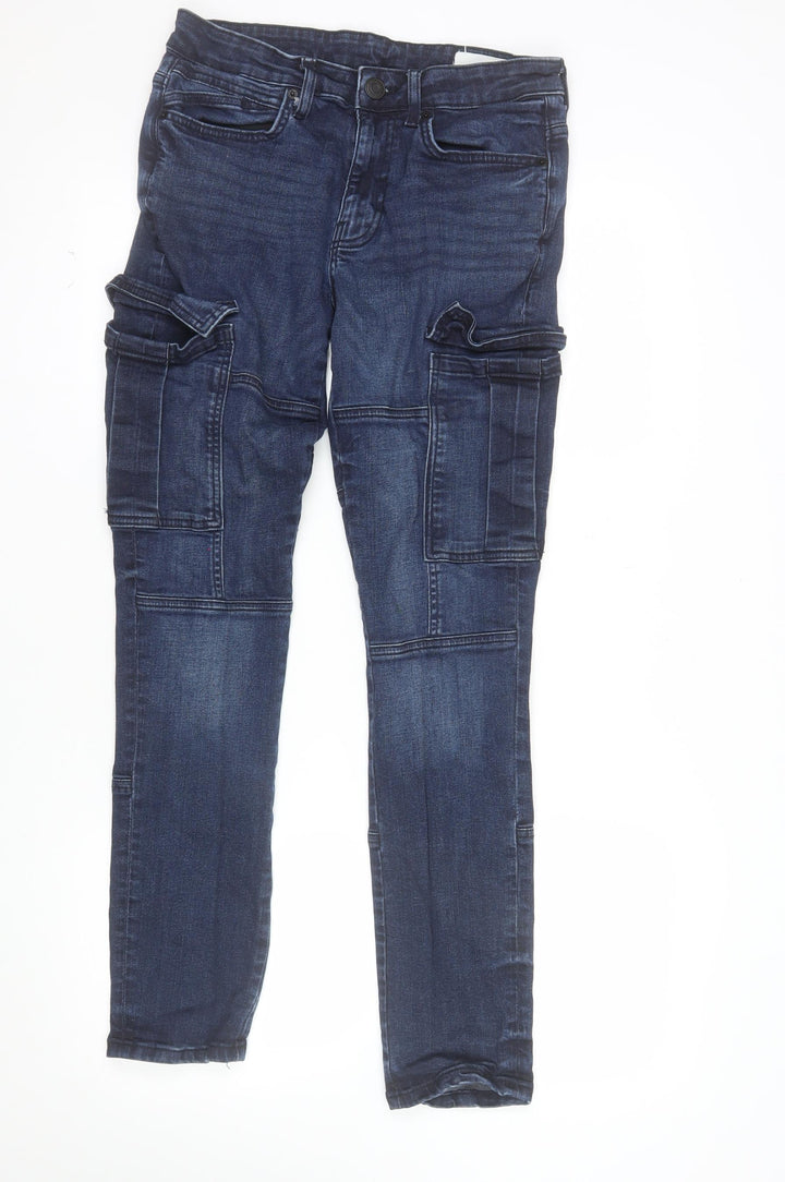 Denim Co Men's Blue Slim Tapered Cargo Jeans 30W 32L