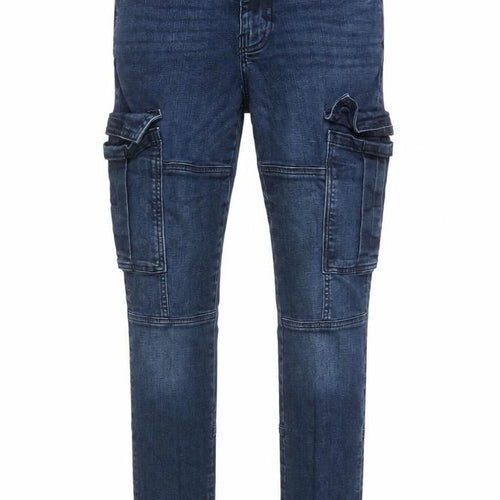 Denim Co Men's Blue Slim Tapered Cargo Jeans 30W 32L